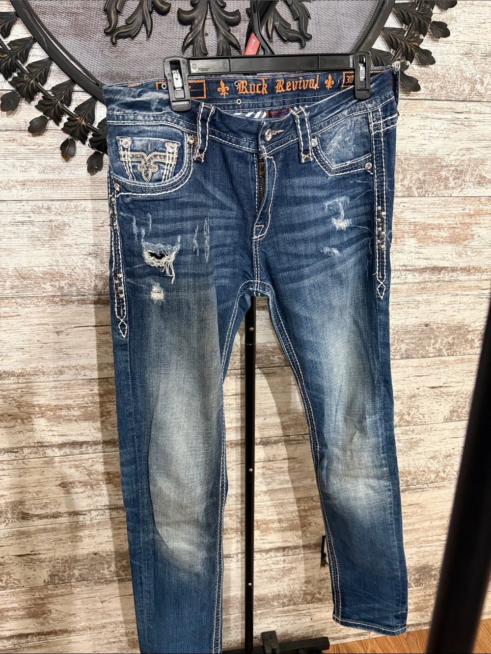 Rock Revival Women's Distressed Slim Jeans - Blue